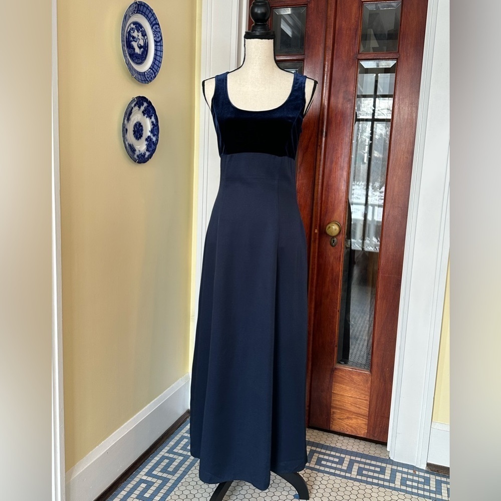 Scott McClintock | Vintage 90s Deep Navy Formal Sleeveless Maxi Dress, Size 6